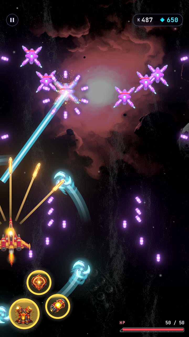 The ship's lasers and drones against the Verge